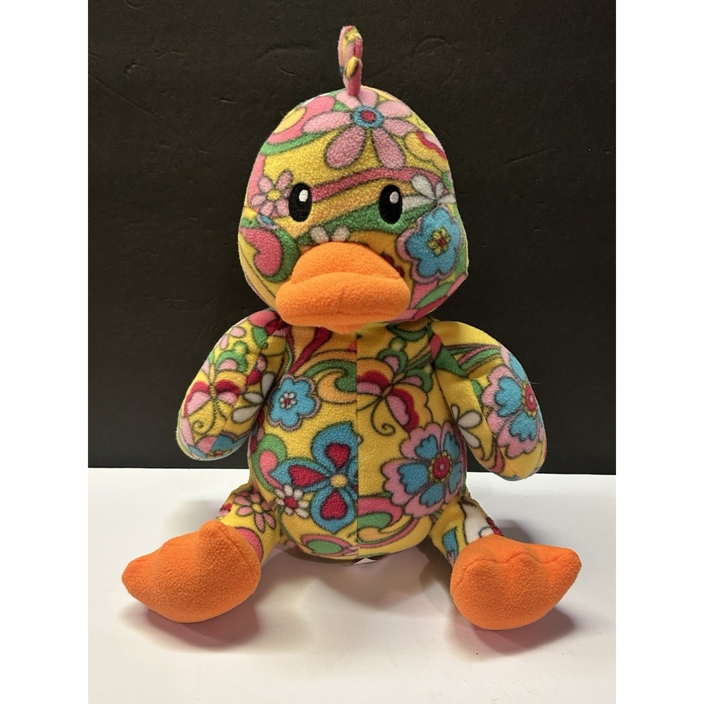 PLUSHALICIOUS PLUSH DUCK 60'S VIBE FLOWER POWER HIPPIE STYLE STUFFED ANIMAL M
